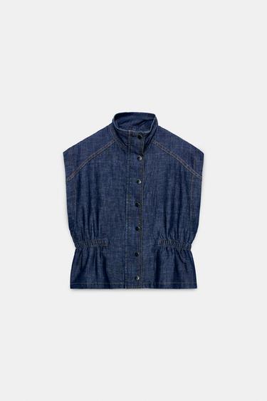 GILET AVEC TAILLE ÉLASTIQUE EN LIN - Indigo de Zara - Image 6