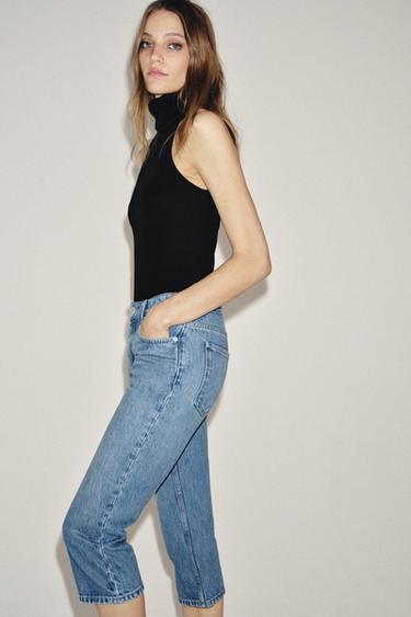 ZW COLLECTION MID-WAIST CAPRI JEANS - Blue by Zara