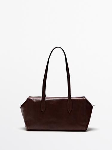 Zara Nappa leather satchel bag - Burgundy - Image 0