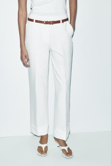 PANTALÓN VUELTA CINTURÓN - Crudo de Zara
