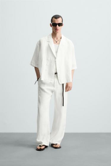 CAMISA KIMONO 100% LINO - Blanco de Zara - Imagen 0