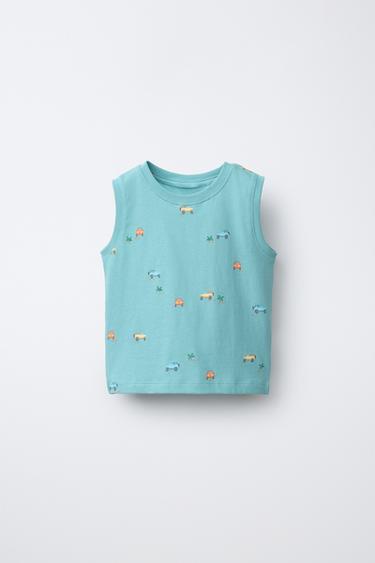 PRINTED VEST TOP - Blue by Zara