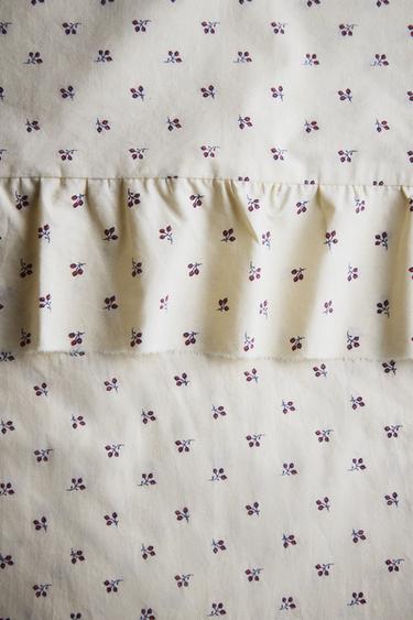 KIDS' RUFFLED FLORAL PRINT FLAT SHEET - Ecru by Zara - Image 4