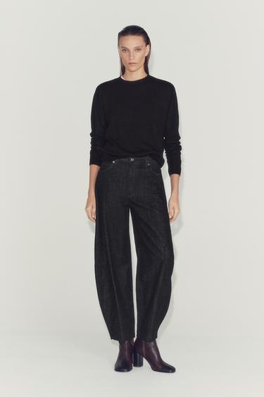 جينز ZW بخصر عالٍ وقصة مدببة - أسود الخاص بـ Zara