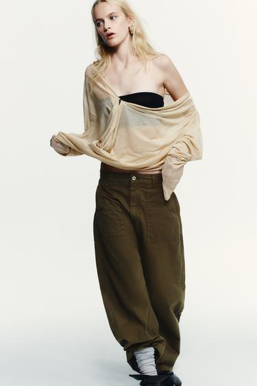 PANTALÓN BALLOON CARGO - Khaki de Zara