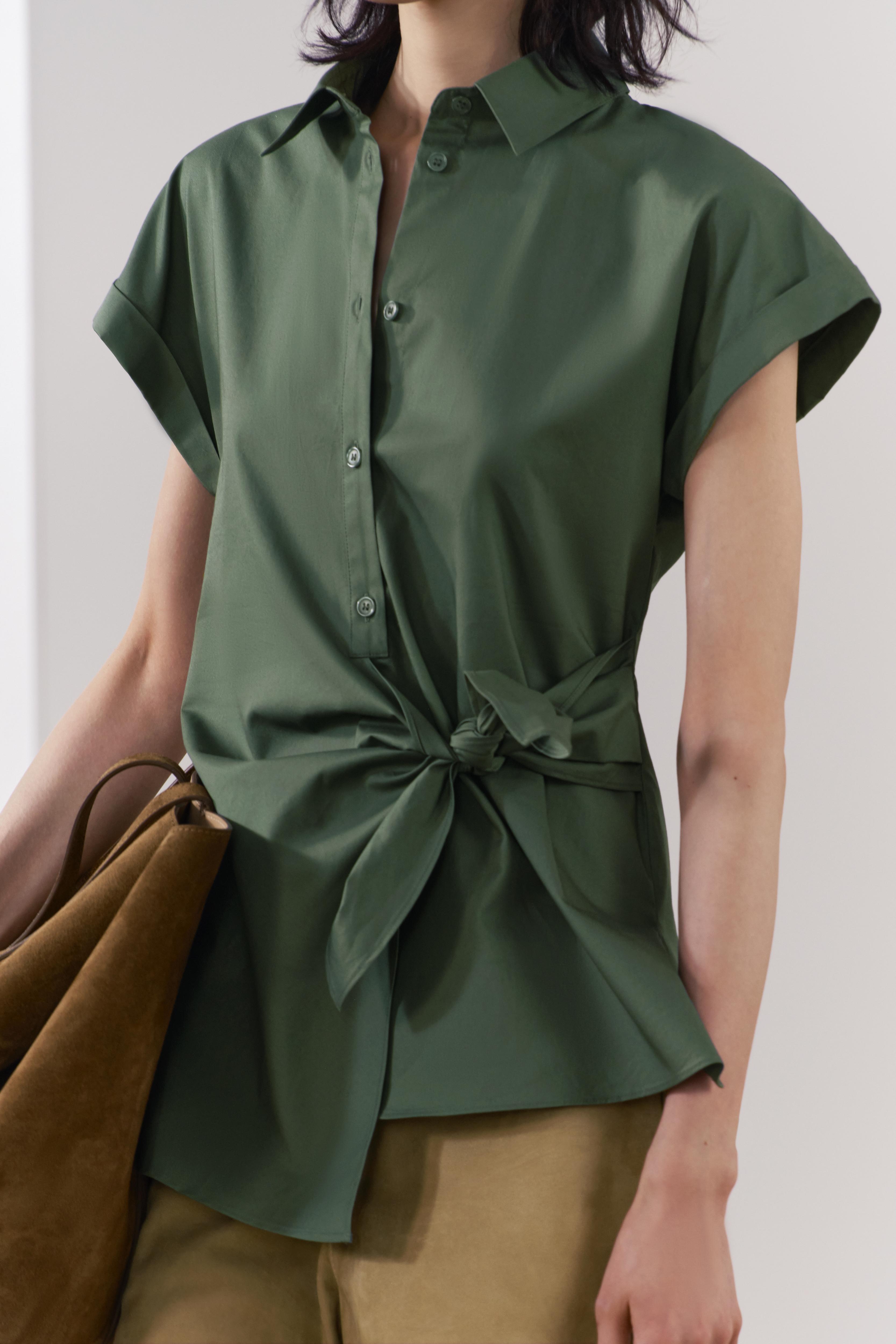 Puff sleeve poplin shirt - light green – Nine Ninety Nine