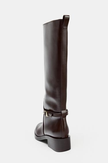HEELED RIDING BOOTS - Brown by Zara - Image 5