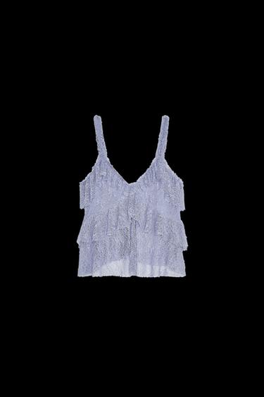 LACE TOP WITH RUFFLES - Mid-blue von Zara - Bild 0