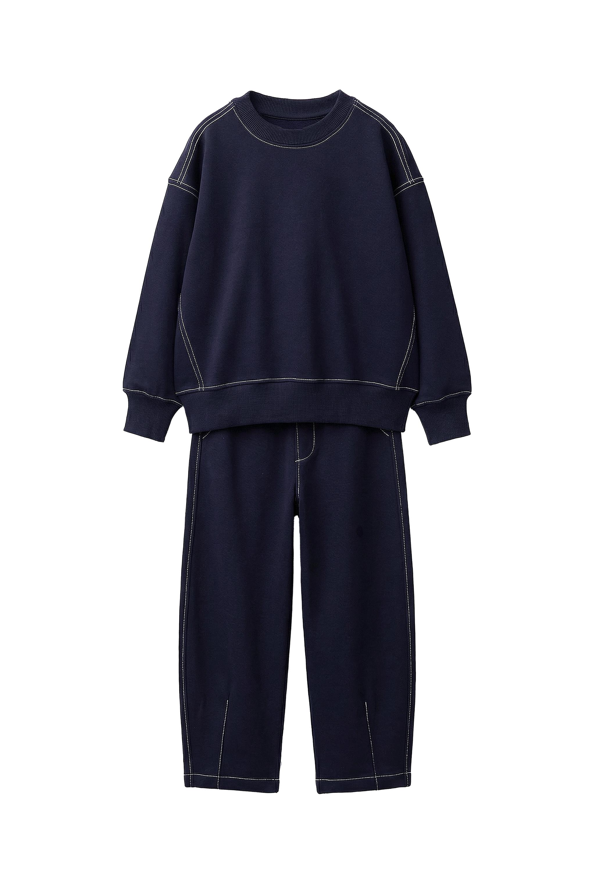 TOPSTITCH PLUSH SWEATSHIRT AND PANTS SET - Navy blue | ZARA United TOPSTITCH PLUSH SWEATSHIRT AND PANTS SET - Navy blue | ZARA United