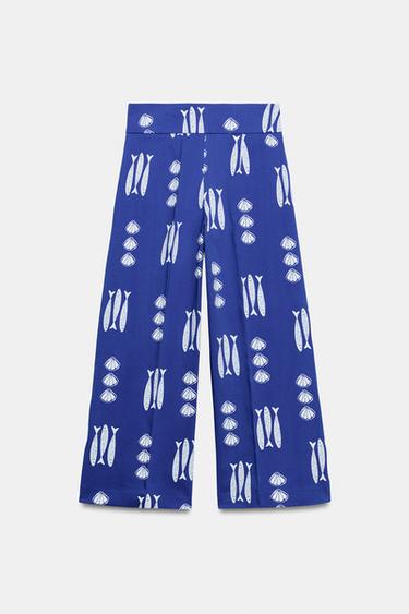 JUPE-CULOTTE IMPRIMÉE À LAÇAGES - Bleu / Blanc de Zara - Image 7