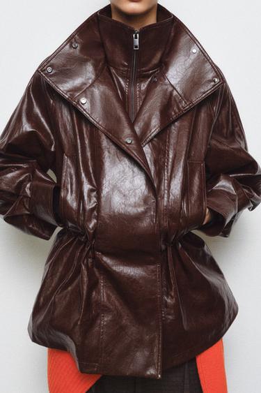 Zara ZW COLLECTION SHINY JACKET - Brown