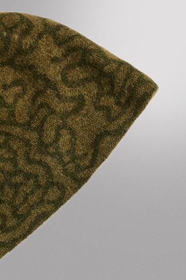 WOOL JACQUARD BEANIE — Mid-green 2