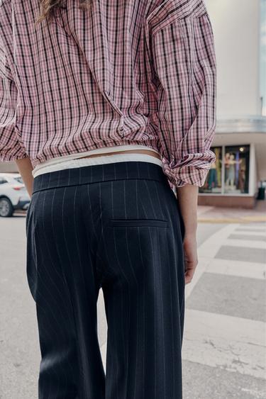WIDE TROUSERS WITH DOUBLE WAISTBAND - striped by Zara - Image 4