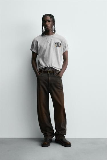 TRICOU CU GRAFICĂ MOTOR - Gri melanj de la Zara - Imaginea 0