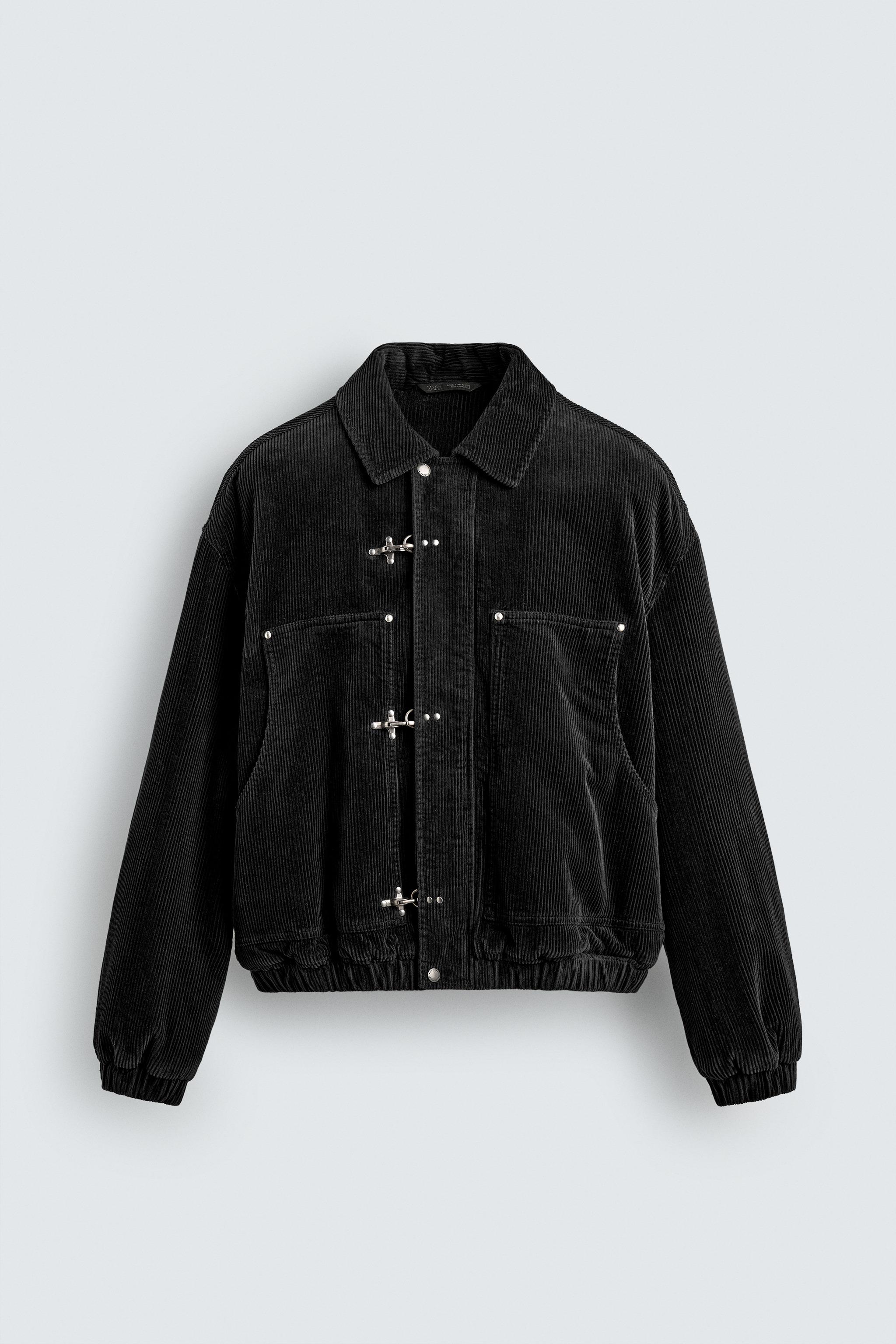 JAQUETA DE VELUDO COTELÊ COM ALAMARES - Preto | ZARA Brasil