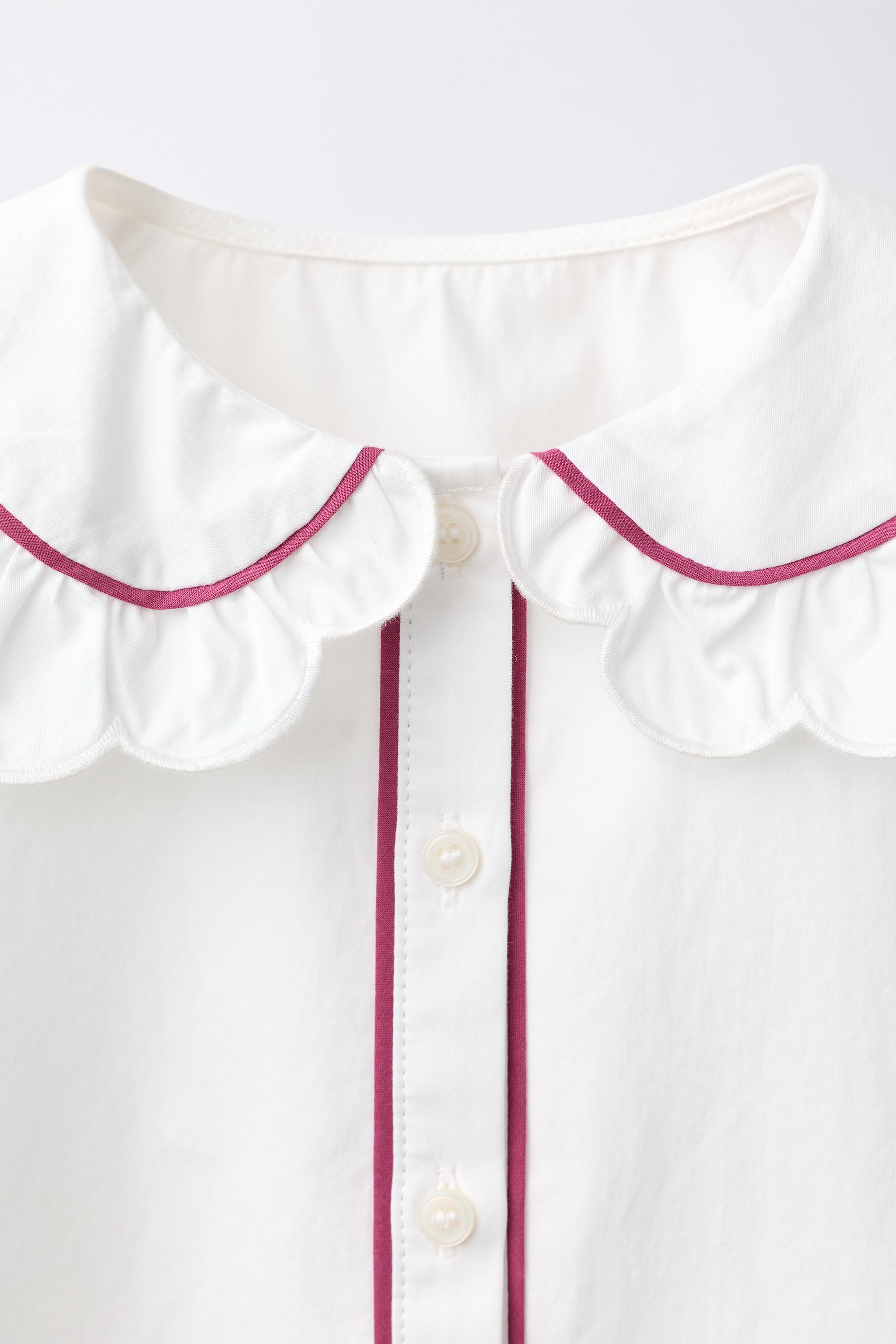 Детские рубашки Zara CONTRAST PETER PAN COLLAR SHIRT — фото 3