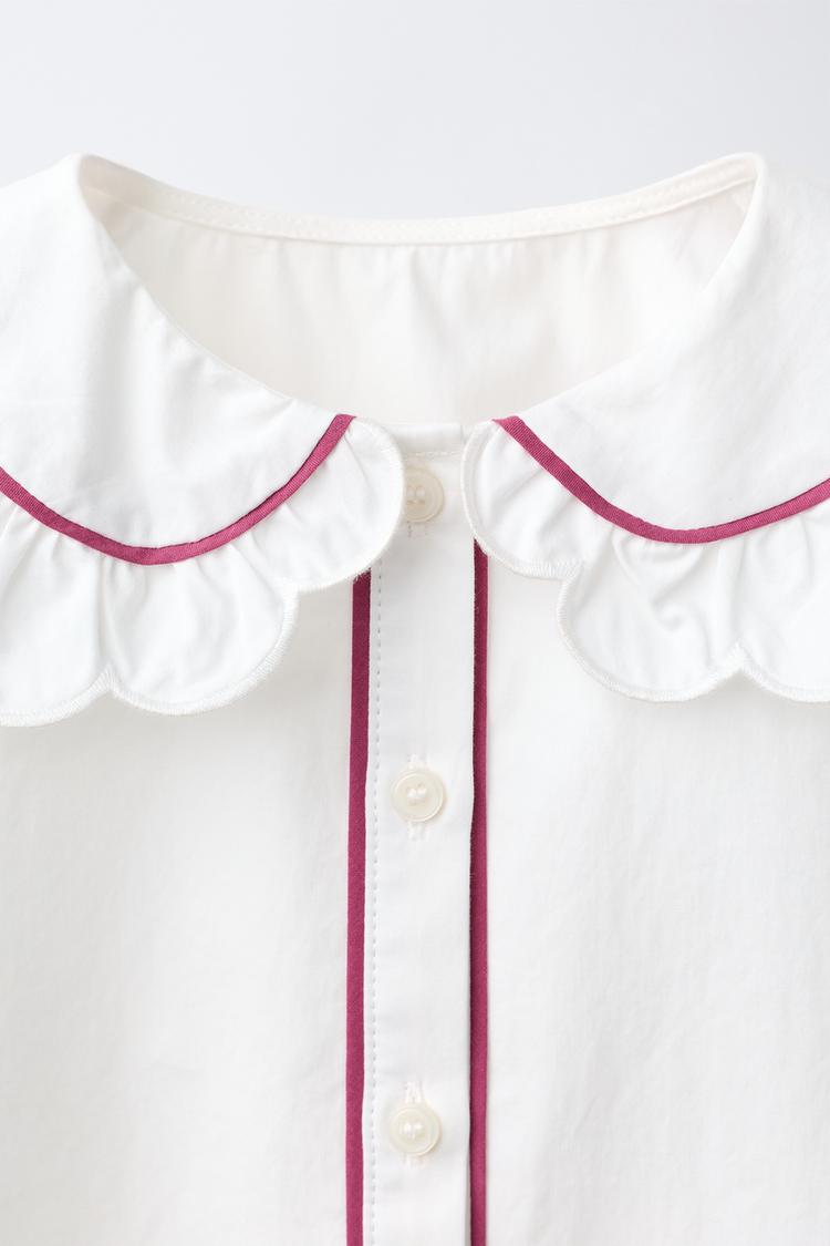Camisa con cuello Peter Pan de contraste 4