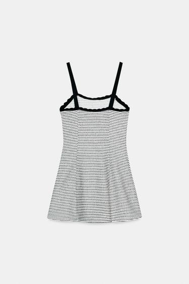 ROBE BOUCLÉE À RAYURES - Noir / Écru de Zara - Image 8