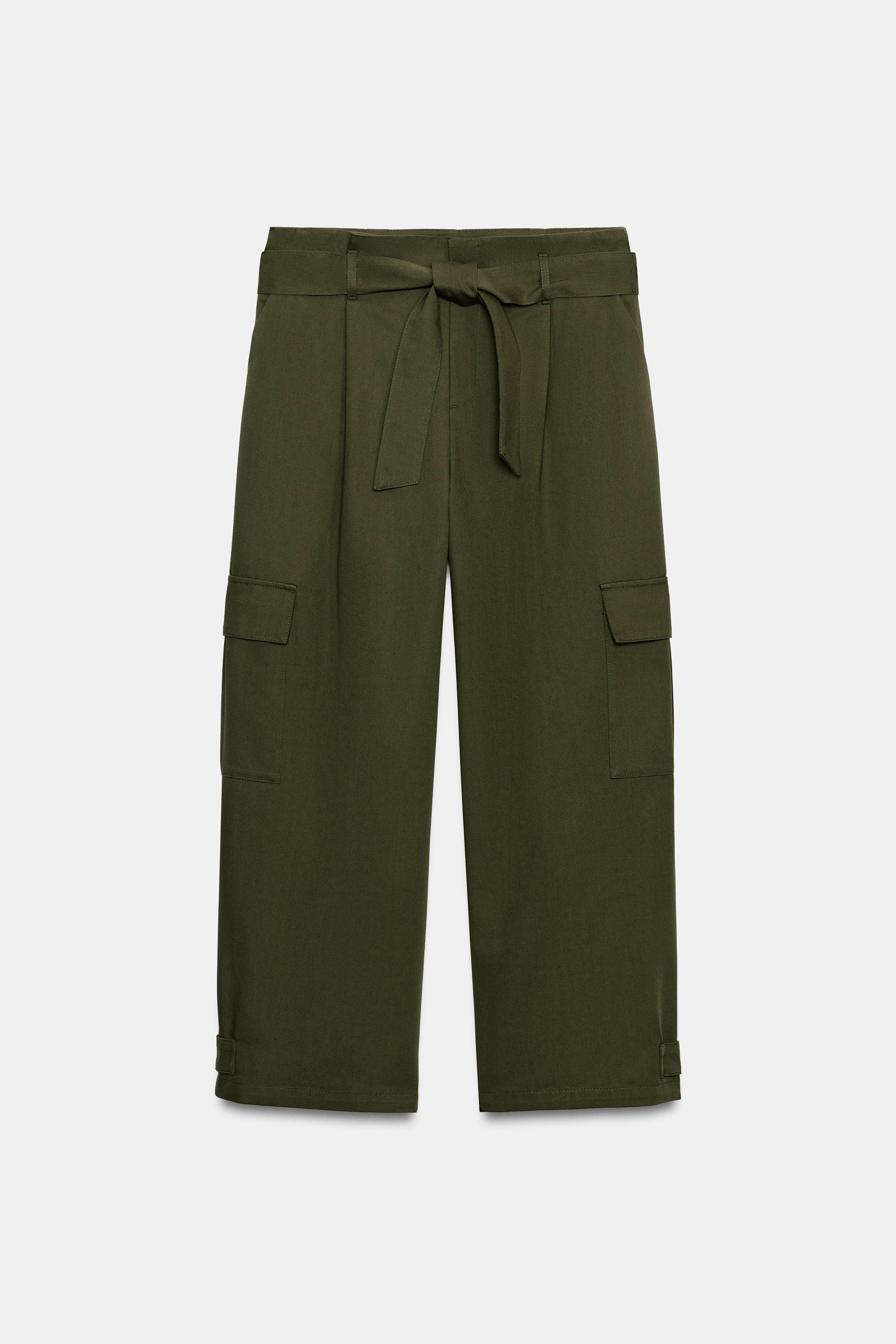 CARGO TROUSERS WITH BELT - Khaki | ZARA South Africa