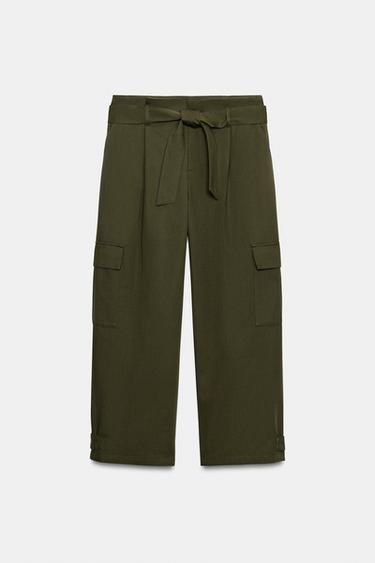 CALÇA CARGO COM CINTO - Caqui da Zara - Imagem 0