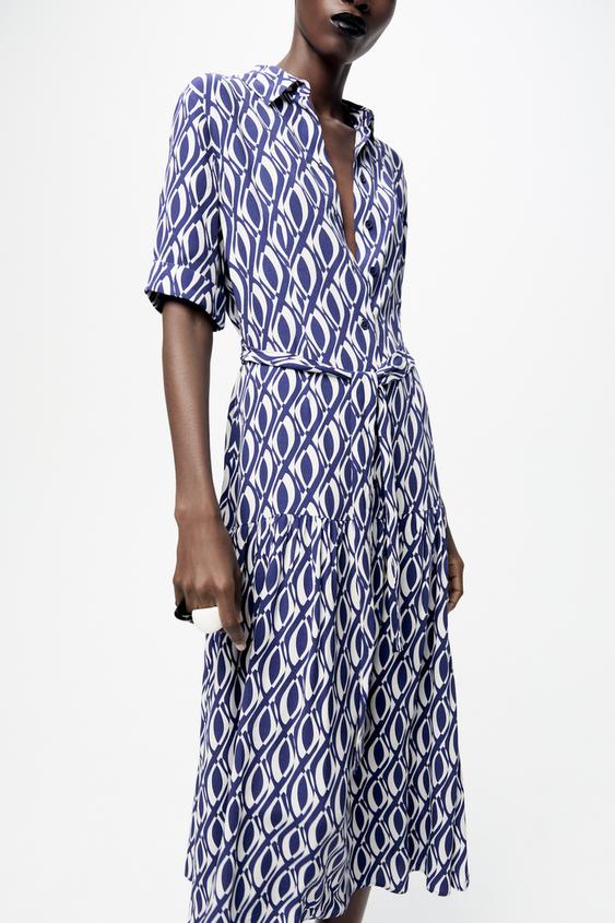 ZARA CUTE GEOMETRIC PRINT DRESS ♥️NWT  Geometric print dress, Print dress,  Dress