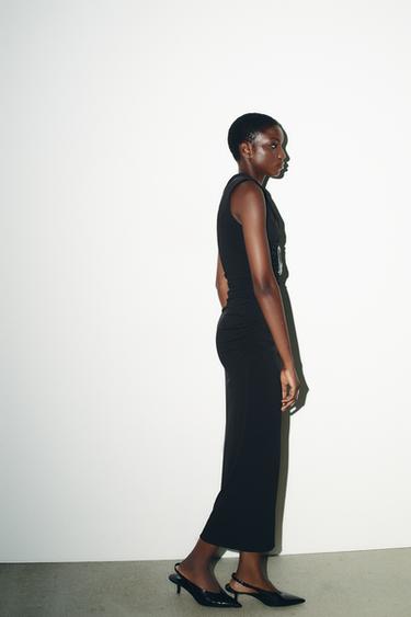 ROBE CUT OUT DRAPÉE PAILLETTES - Noir de Zara - Image 2