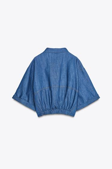 VESTE EN LIN À MANCHES COURTES - Indigo de Zara - Image 6