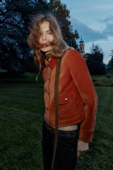 VELVET JACKET WITH SHOULDER PADS - Burnt orange by Zara - Image 3