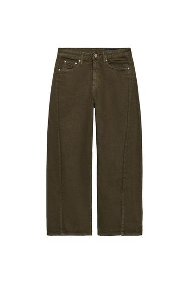 ZW COLLECTION ANKLE RELAXED MID-WAIST JEANS - Khaki by Zara