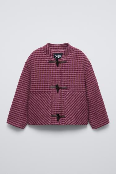 CHECK TOGGLE JACKET - Purple by Zara - Image 0