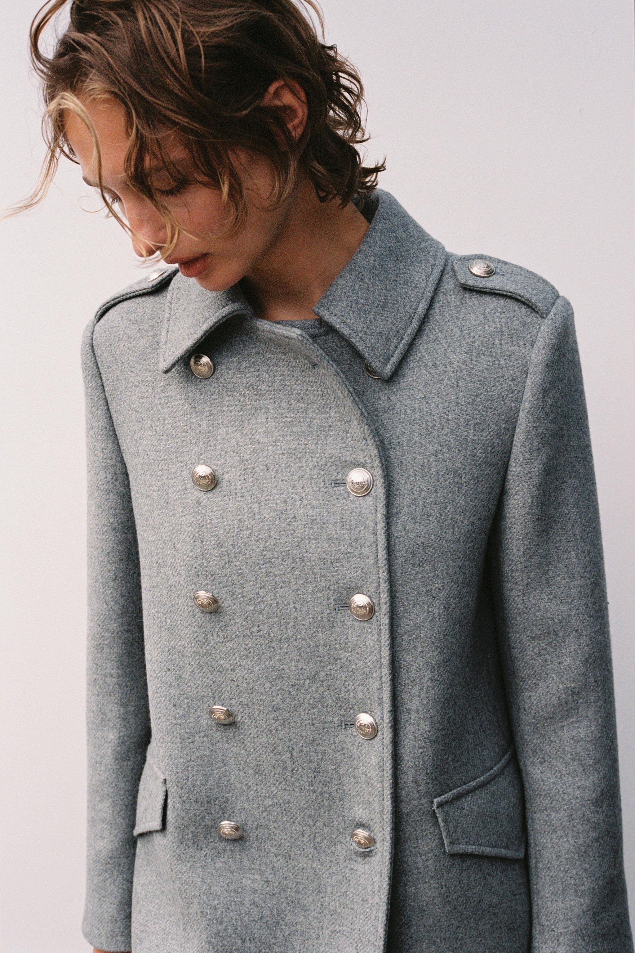 Grey coat womens zara hotsell