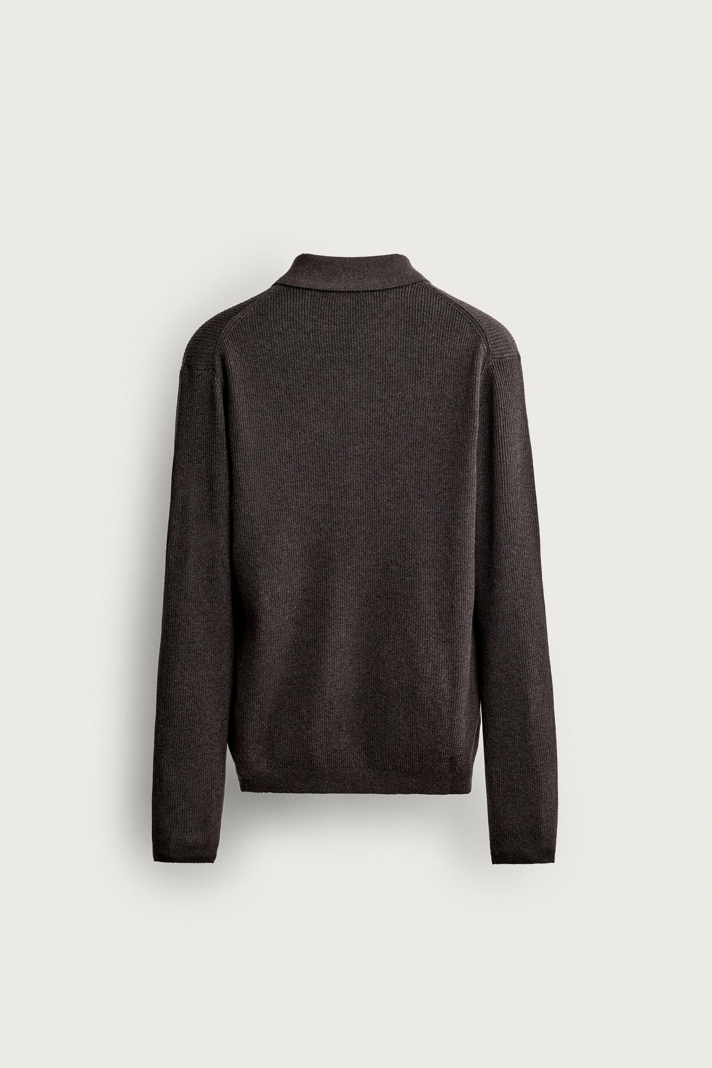 Мужское поло Zara Rib Knit Polo, цвет: Коричневый — фото 8