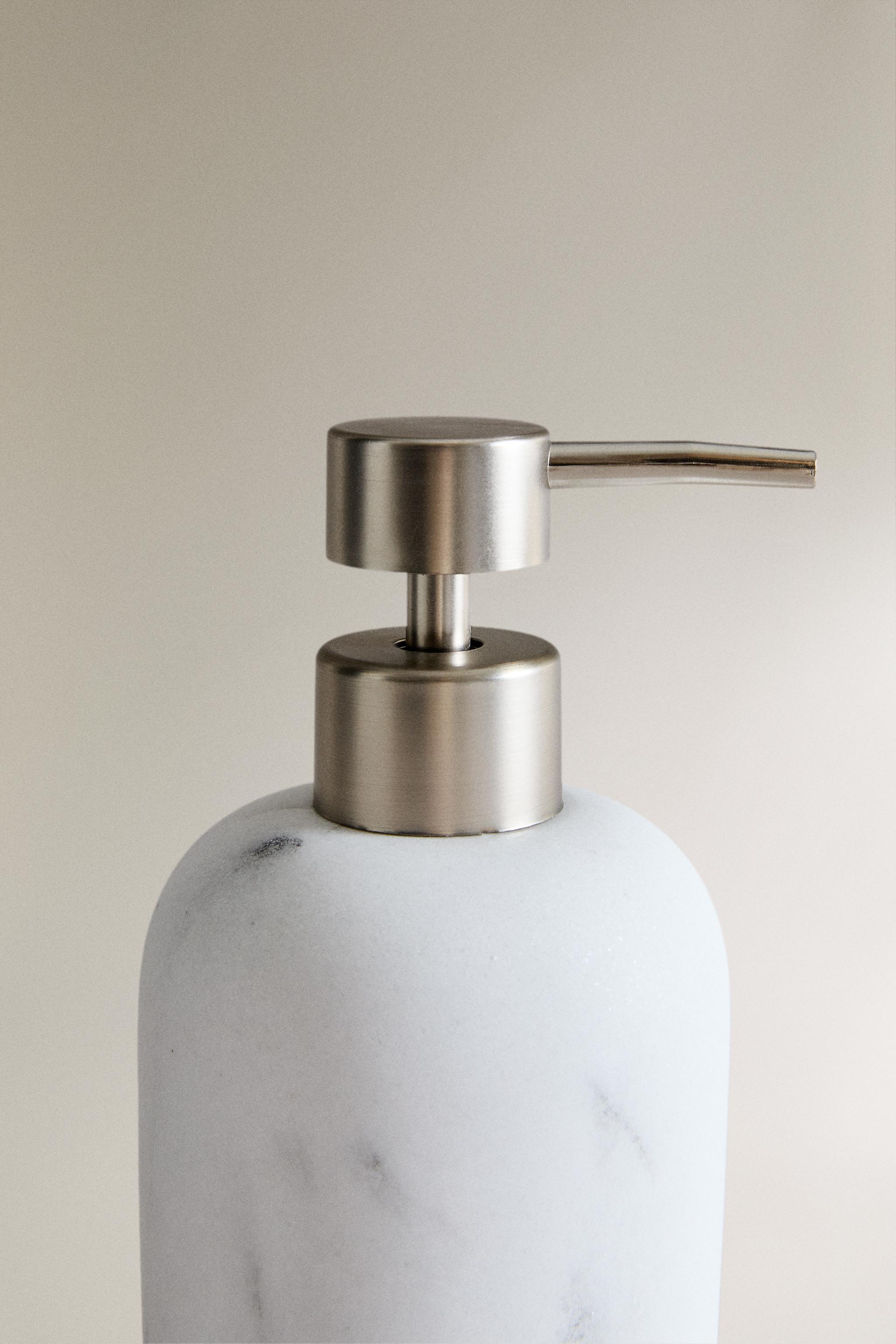 MARBLE-EFFECT SOAP DISPENSER — Gray