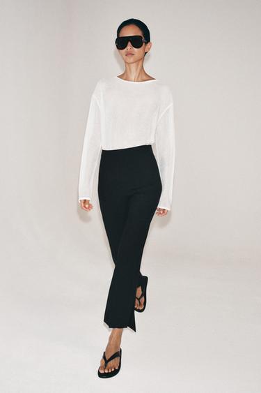 ZW COLLECTION HIGH-WAIST CROPPED TROUSERS - Black by Zara