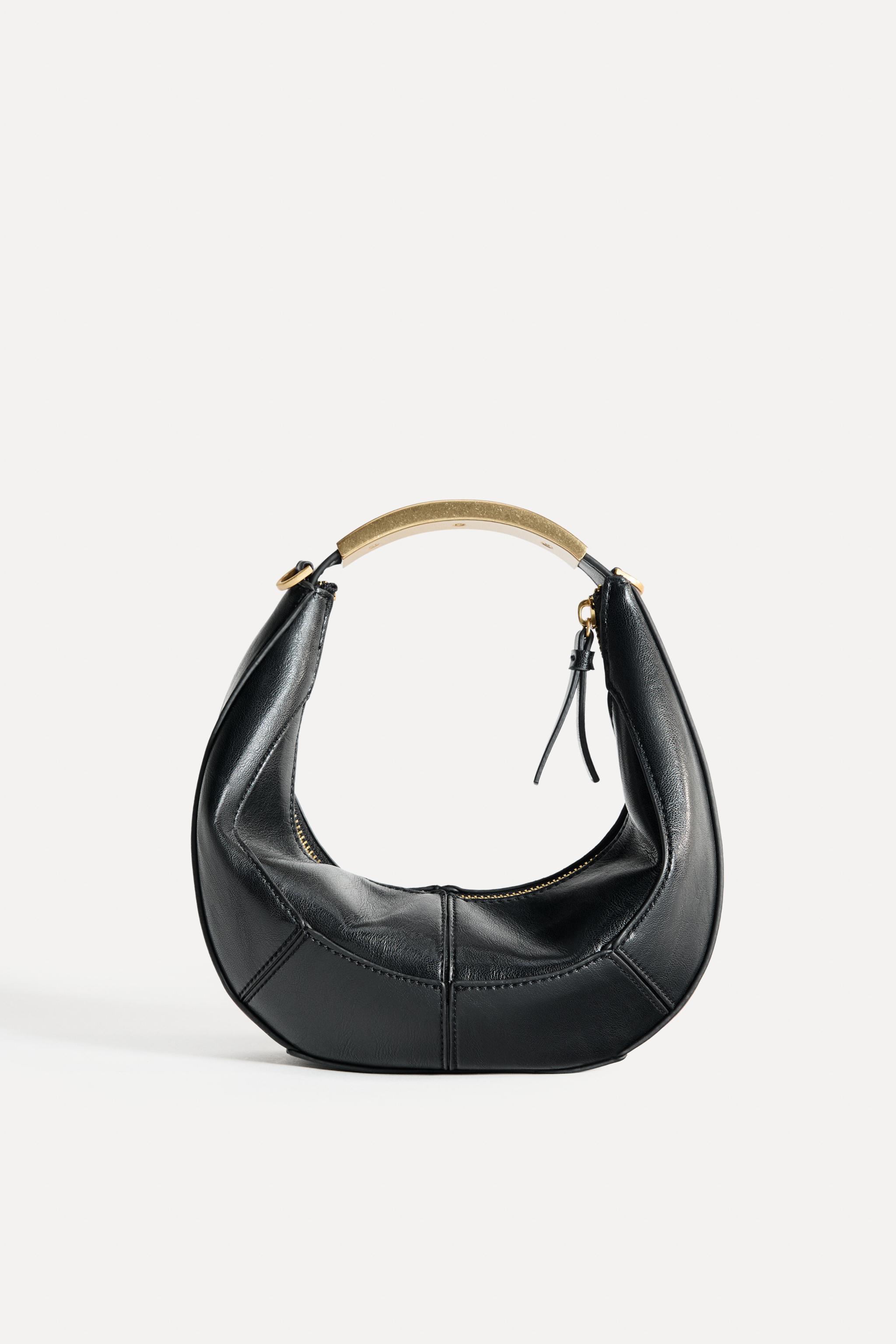 【ZARA】メタリックハンドル オーバルバッグ 6501/610/800 OVAL BAG WITH METAL HANDLE - Black | ZARA United States