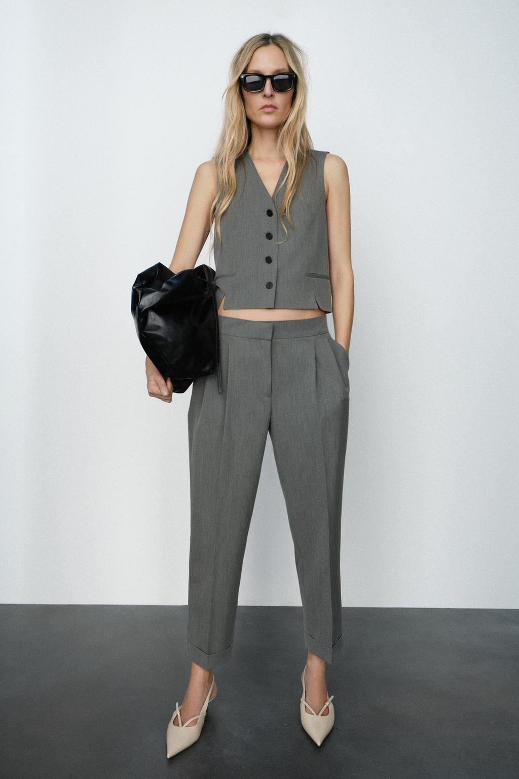 Thumbnail image for DARTED TROUSERS WITH TURN-UP HEMS