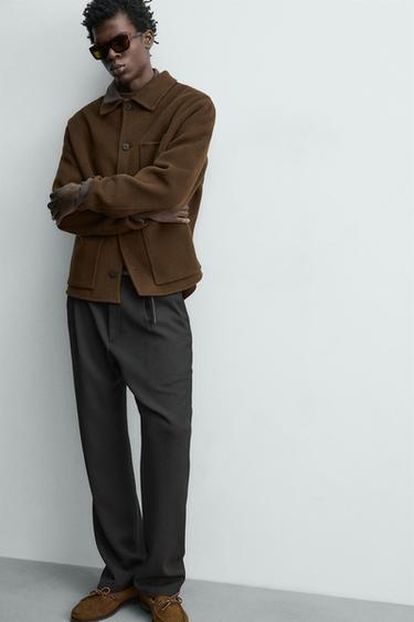 REGULAR FIT 100% WOOL OVERSHIRT - Dark brown by Zara - Image 5