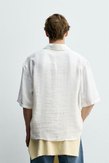 CHEMISE POLO FLUIDE À SURPIQÛRES - Écru de Zara - Image 2