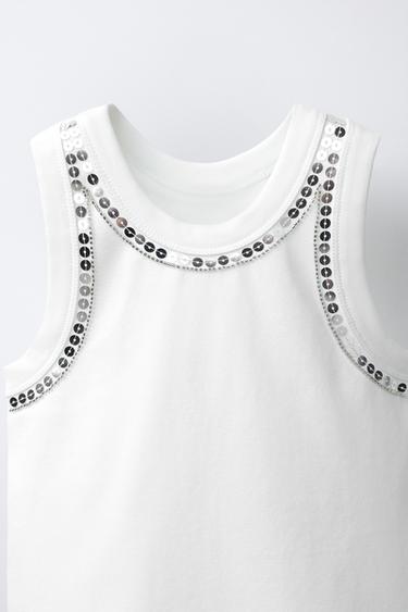 SEQUINNED TOP - White by Zara - Image 2