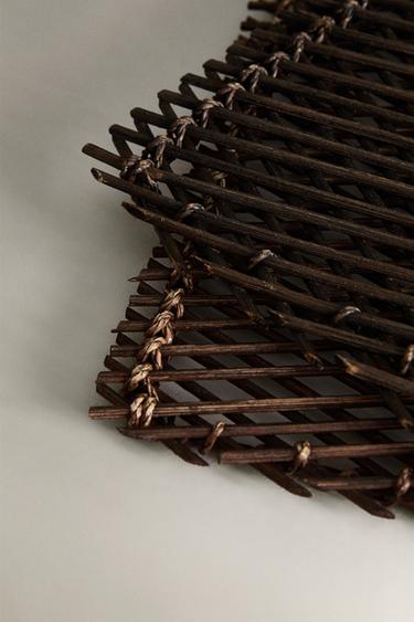 METAL AND RATTAN FIBRE TRIVET - Dark brown by Zara - Image 2