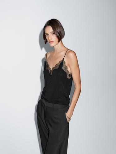 Zara Camisole top with lace detail - Black