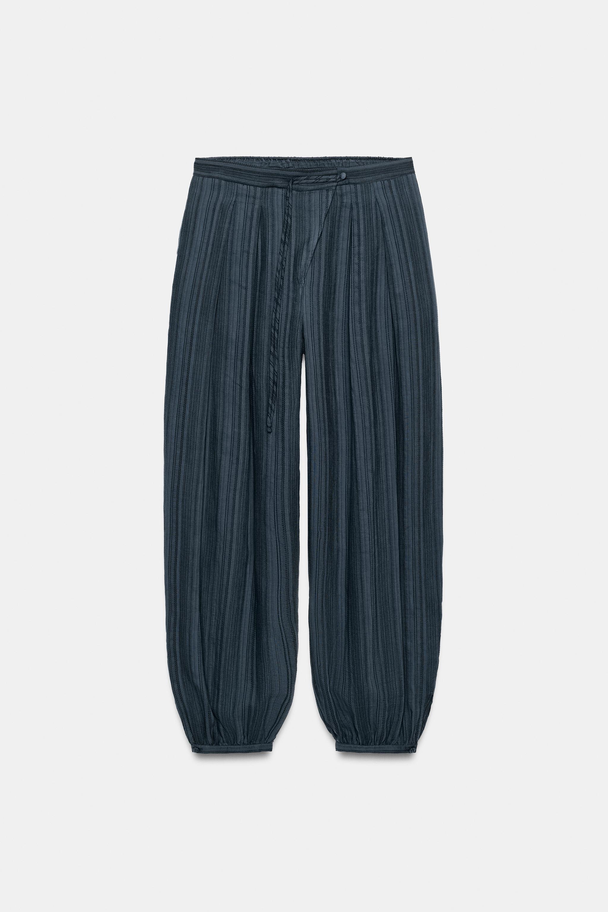 Женские брюки Zara ZW COLLECTION STRIPED BLOOMER PANTS — фото 8