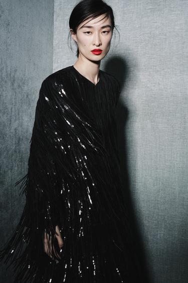 جاكيت بشراشيب ZW COLLECTION إصدار محدود - أسود الخاص بـ Zara