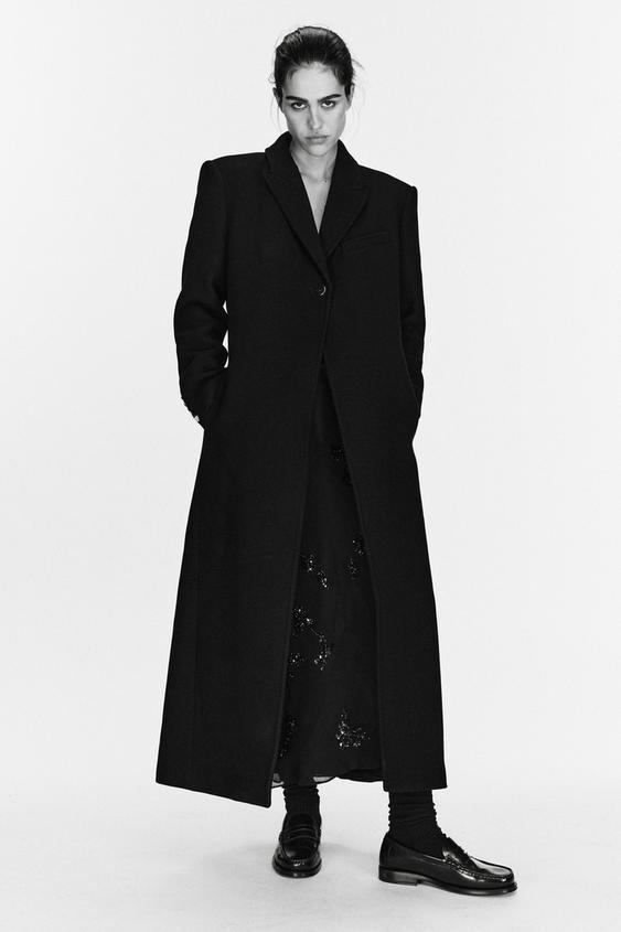 trench coat wollmantel zara schwarz