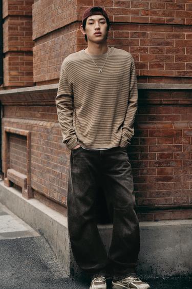 Zara 提花條紋針織衫 - 焦糖色