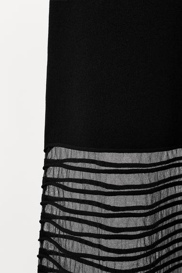 ROBE EN MAILLE BIMATIÈRE AVEC TULLE - Noir de Zara - Image 5
