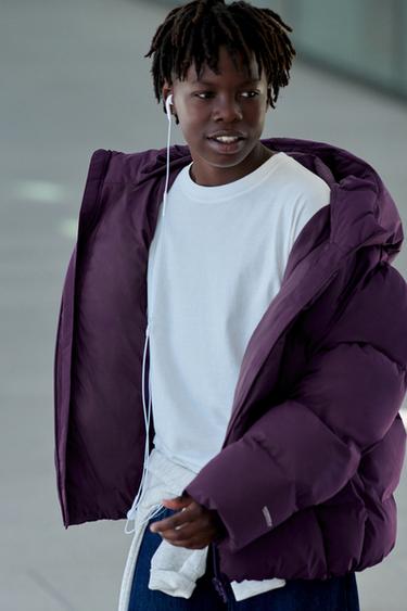 GIUBBOTTO IMBOTTITO CON CAPPUCCIO WATER REPELLENT - Viola di Zara