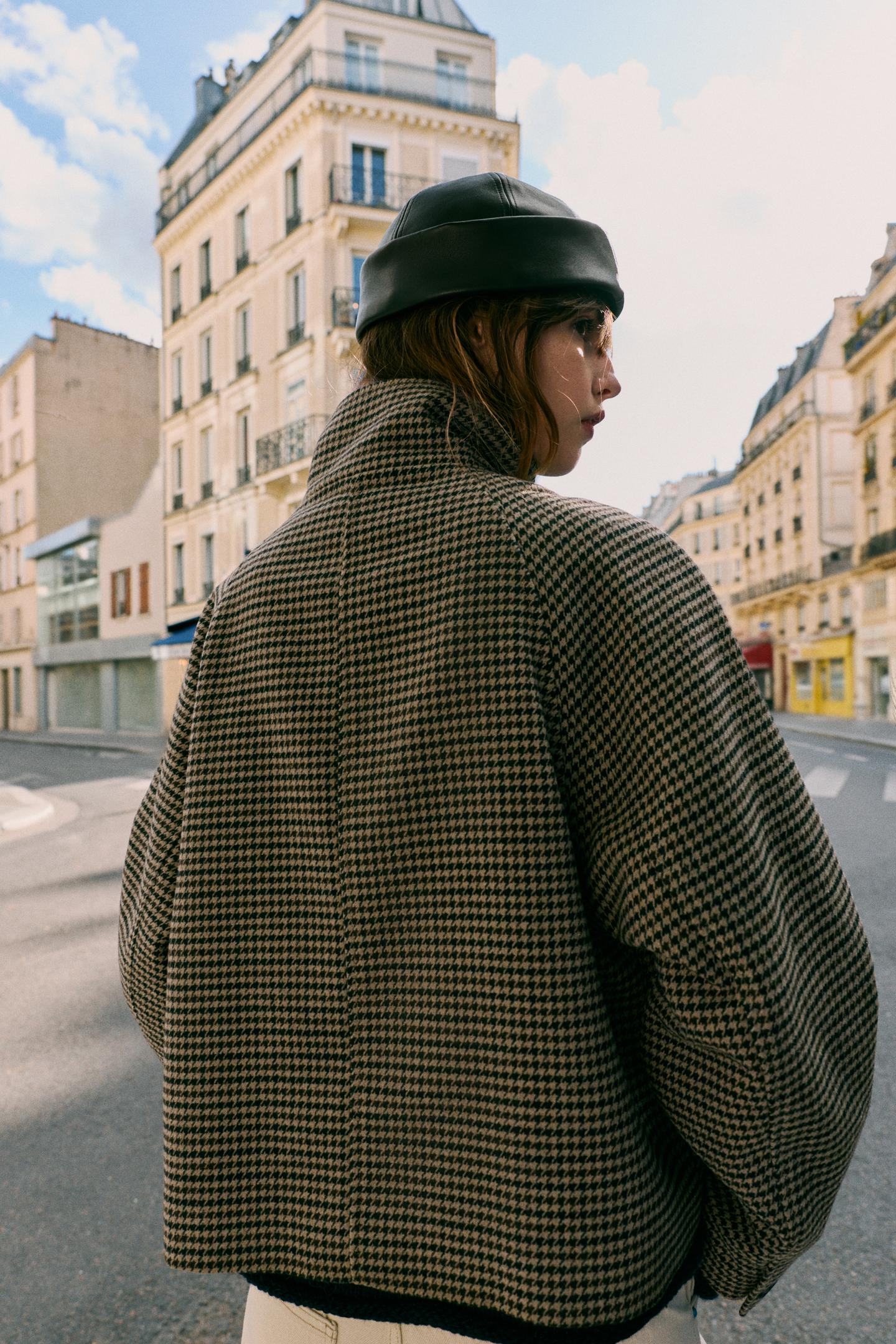 Женская куртка Zara Houndstooth Frog Fastening, цвет: Серый — фото 5