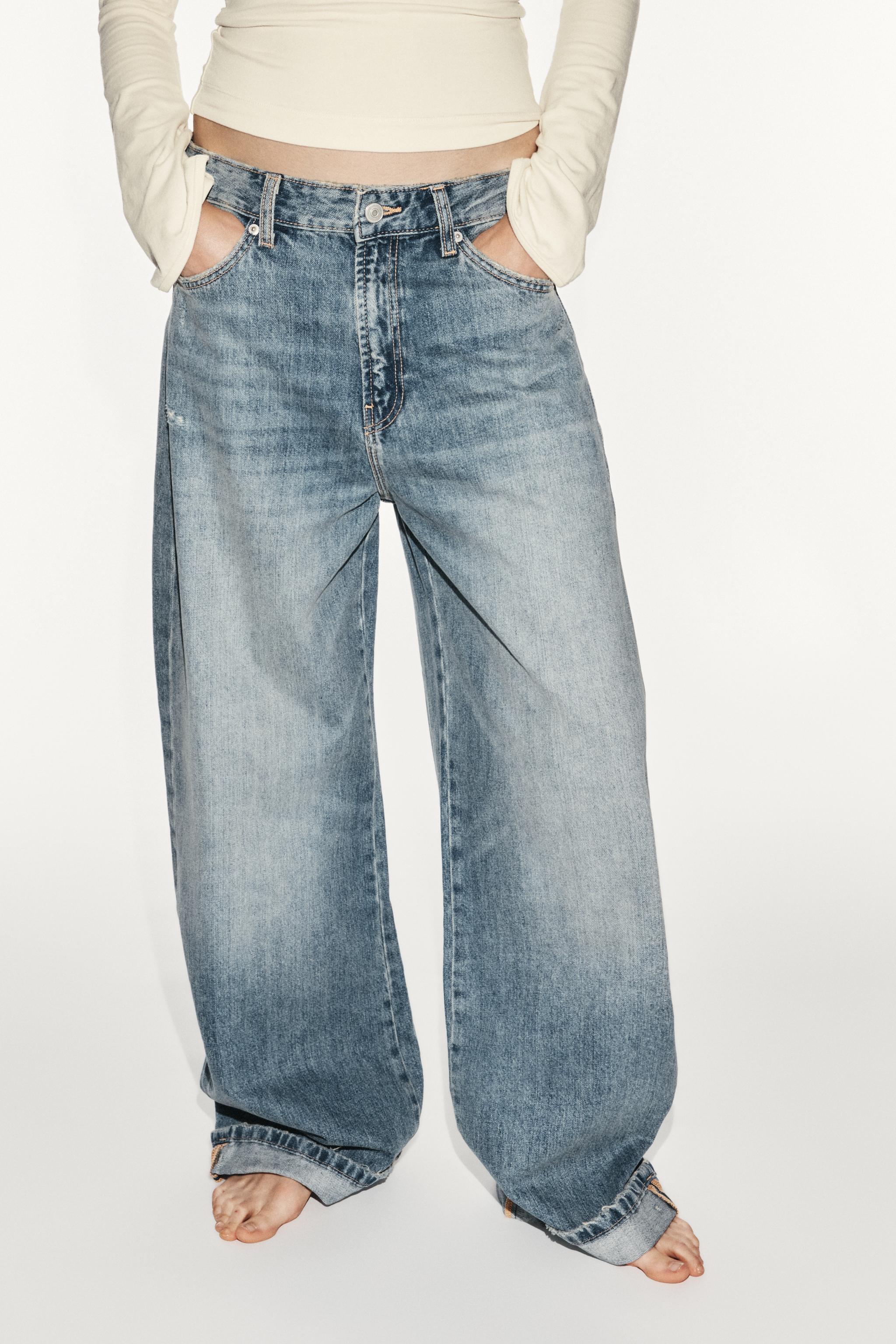 TRF MID-RISE BAGGY FOLDED JEANS