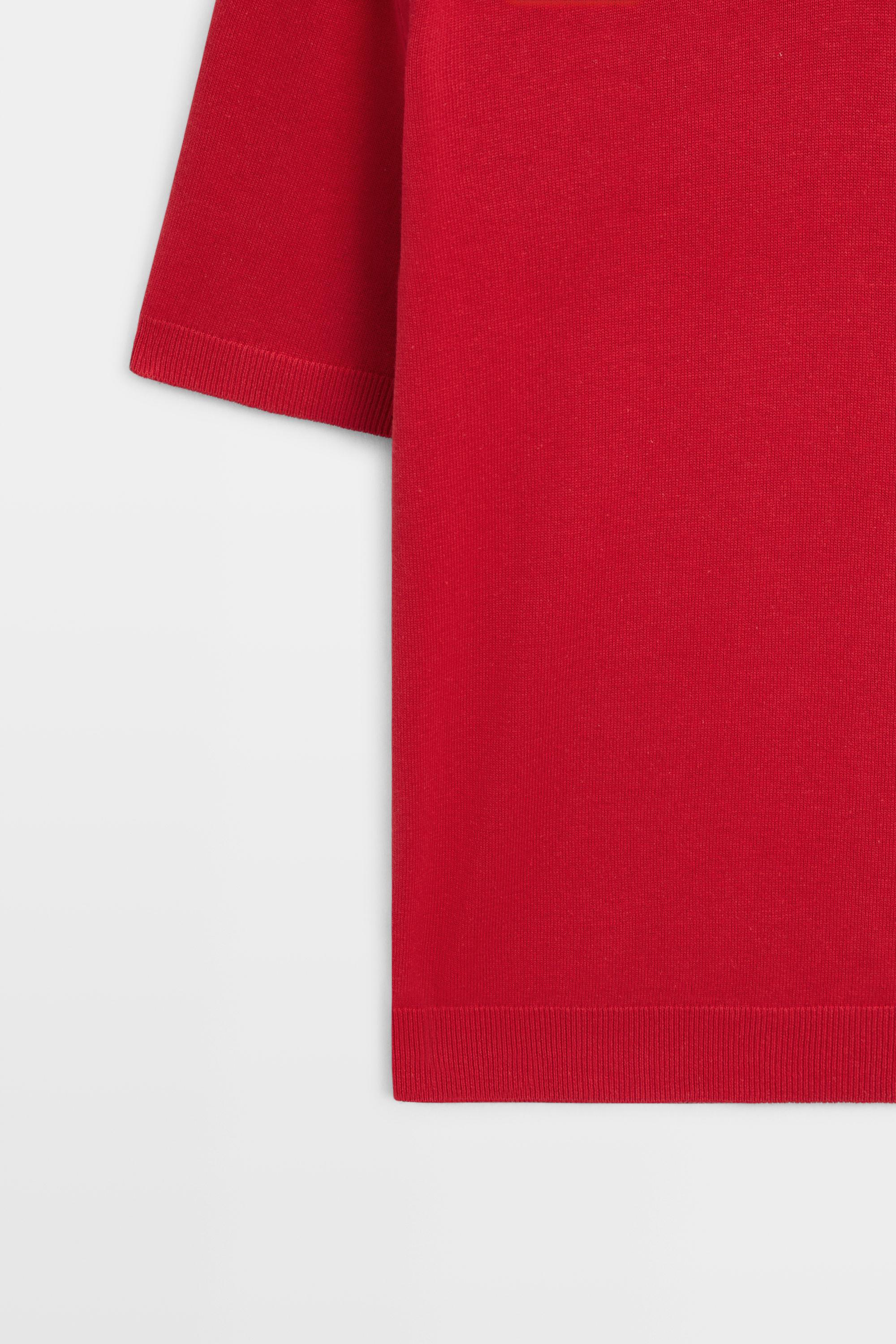 Cotton blend V-neck polo shirt